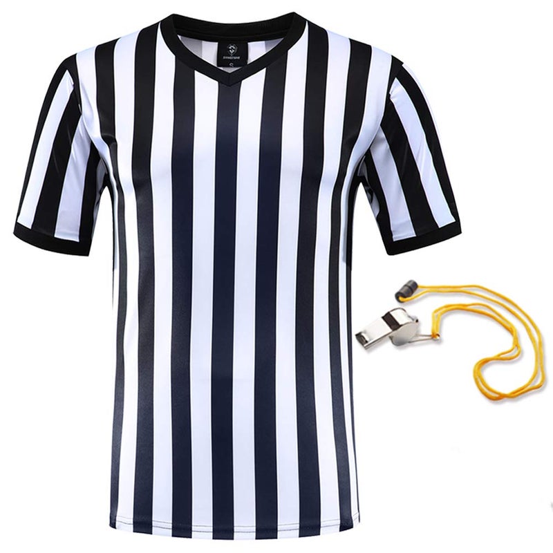 Shinestone Referee Shirt, Referee Costume Shirt for Womens and Mens, V Neck Referee Umpire Shirt Jersey for Football, Soccer and Sports for Christmas (XXX-Large) - Image 1